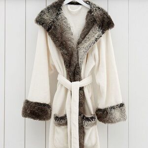 Pottery Barn Robe - Faux Fur - Gray Ombré